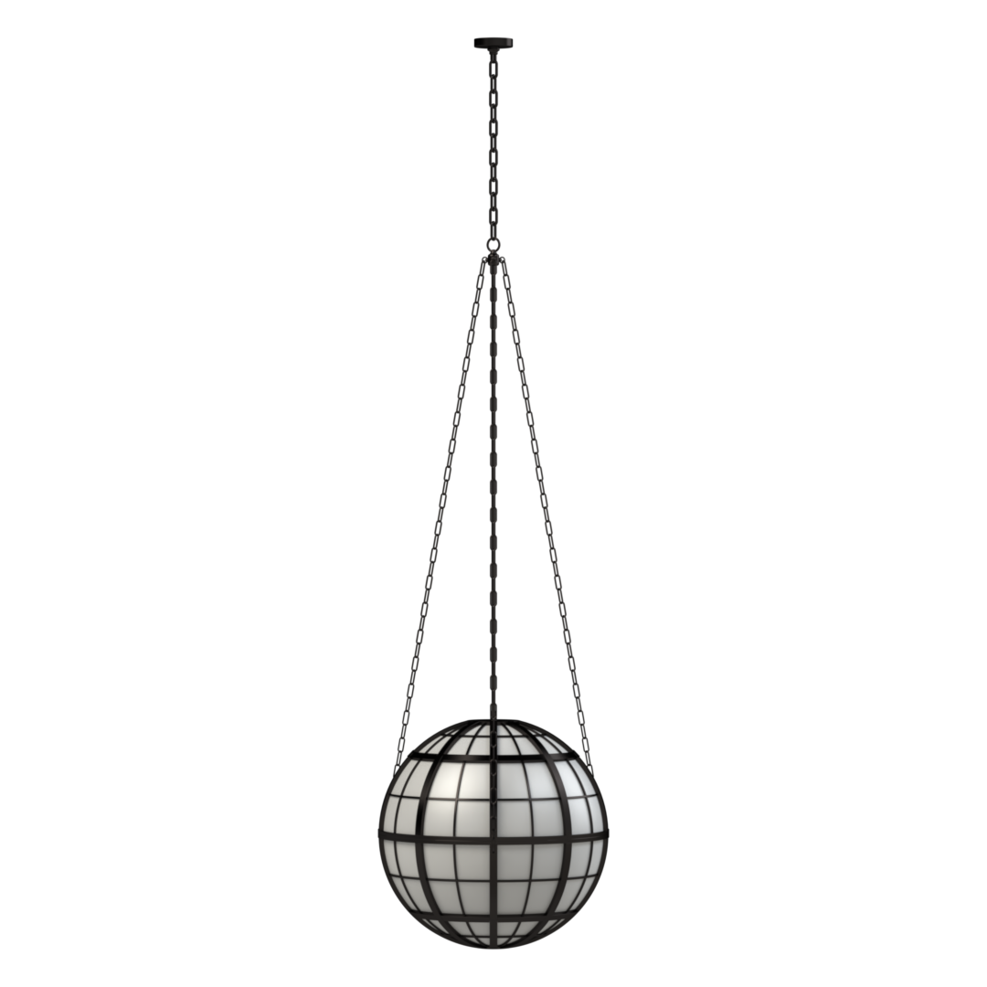 Hampton Roads Globe Pendant - polished brass finish, interactive 3D view