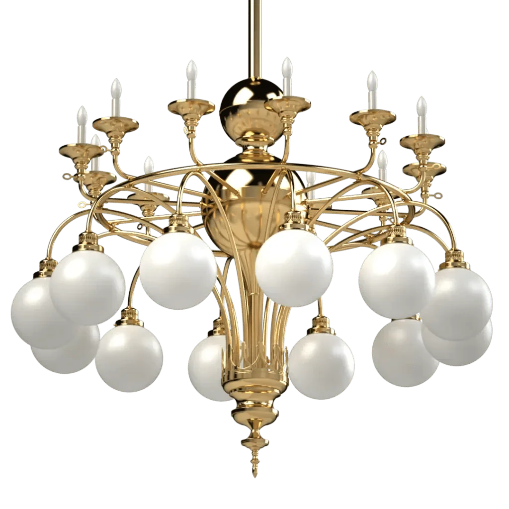 Alden Chandelier - polished brass finish, front view