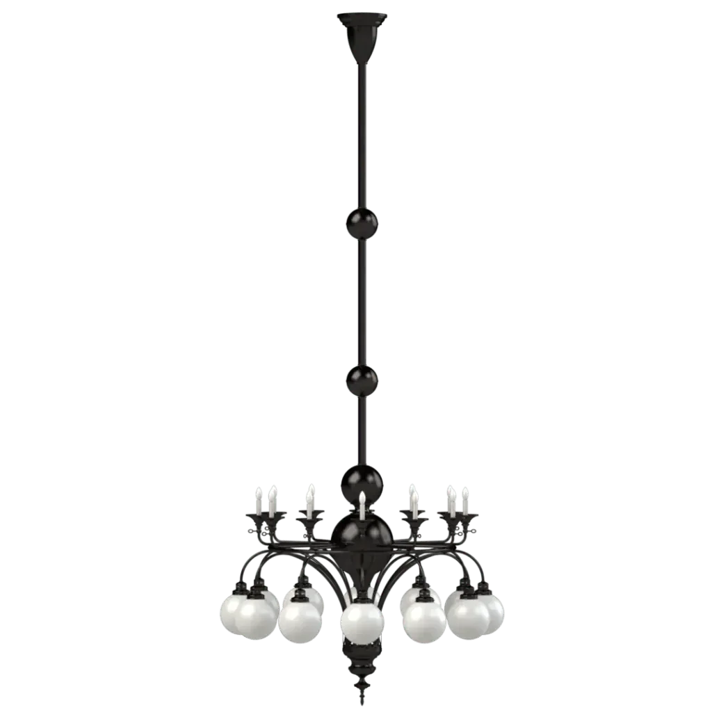 Alden Chandelier - polished brass finish, angle view