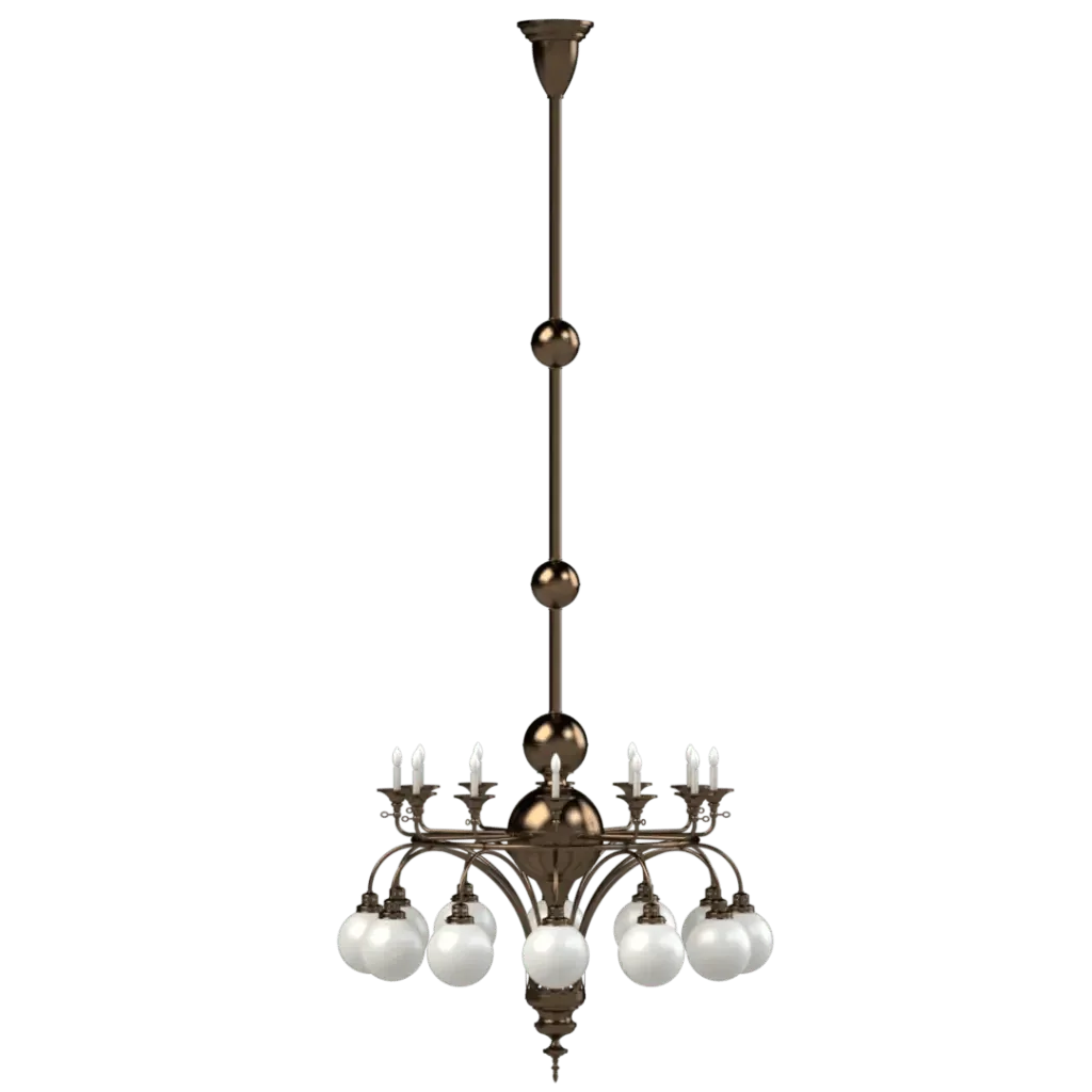 Alden Chandelier - polished brass finish, angle view
