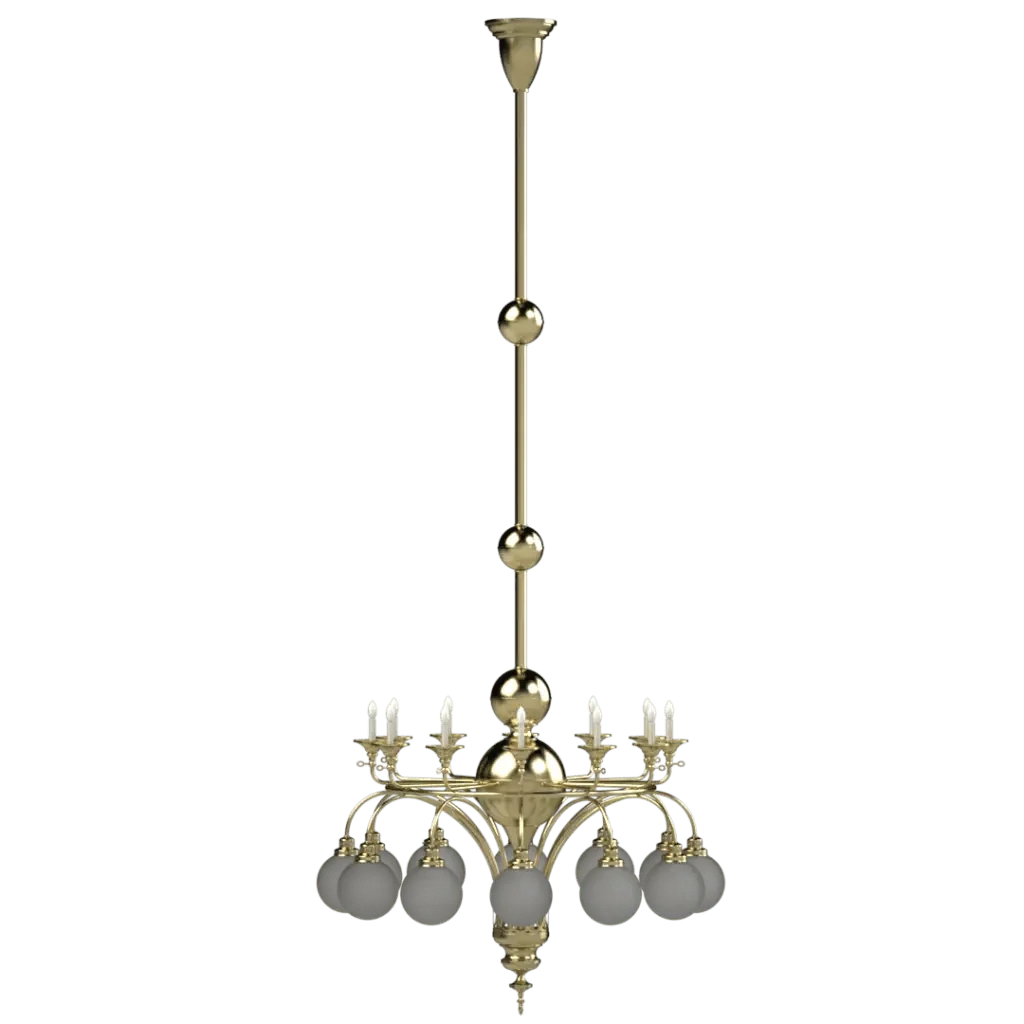 Alden Chandelier - satin brass finish, front view