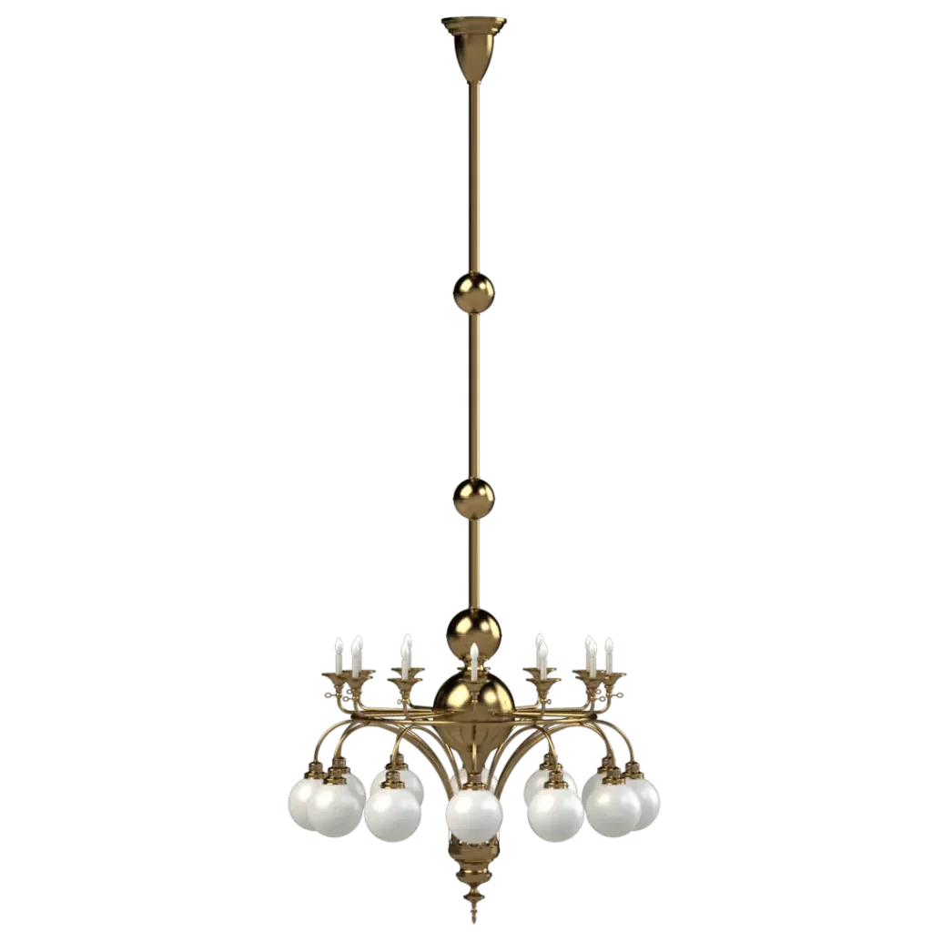 Alden Chandelier - satin brass finish, detail view