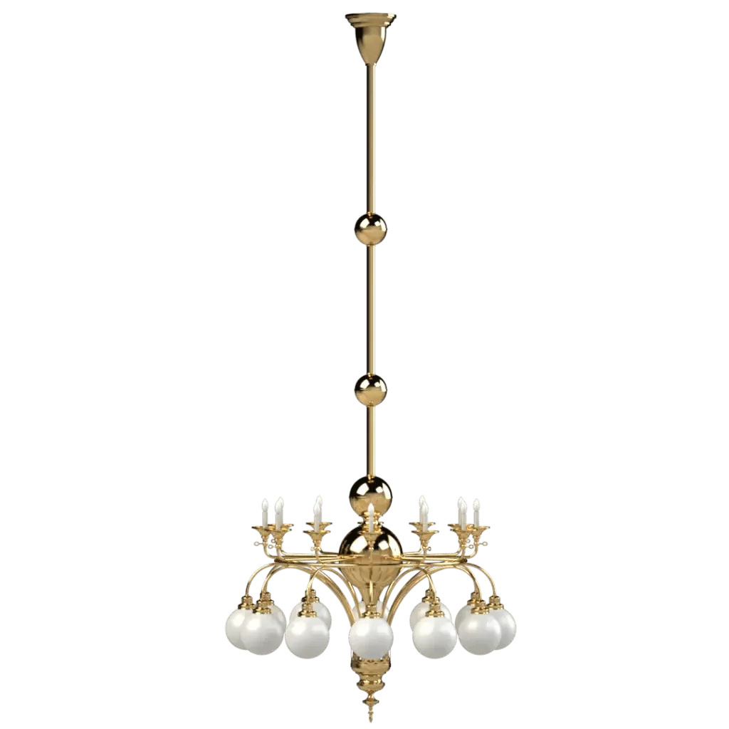 Alden Chandelier - polished brass finish, three-quarter view