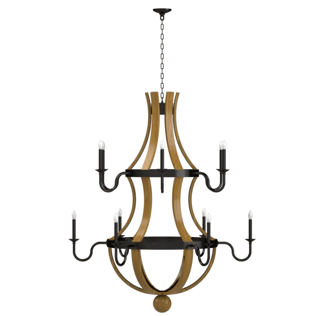 Alehouse Chandelier - polished brass finish, three-quarter view
