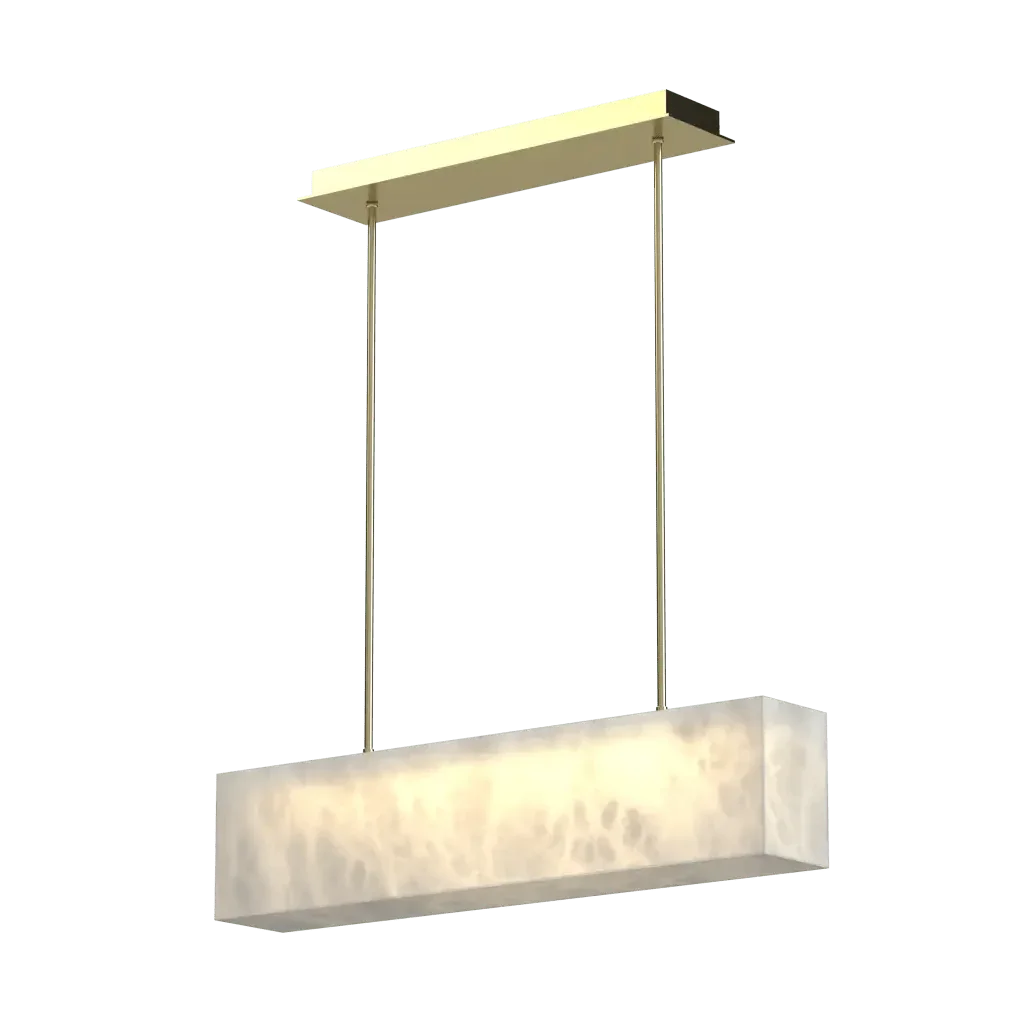 Aragon Pendant - polished brass finish, three-quarter view showing floating block effect