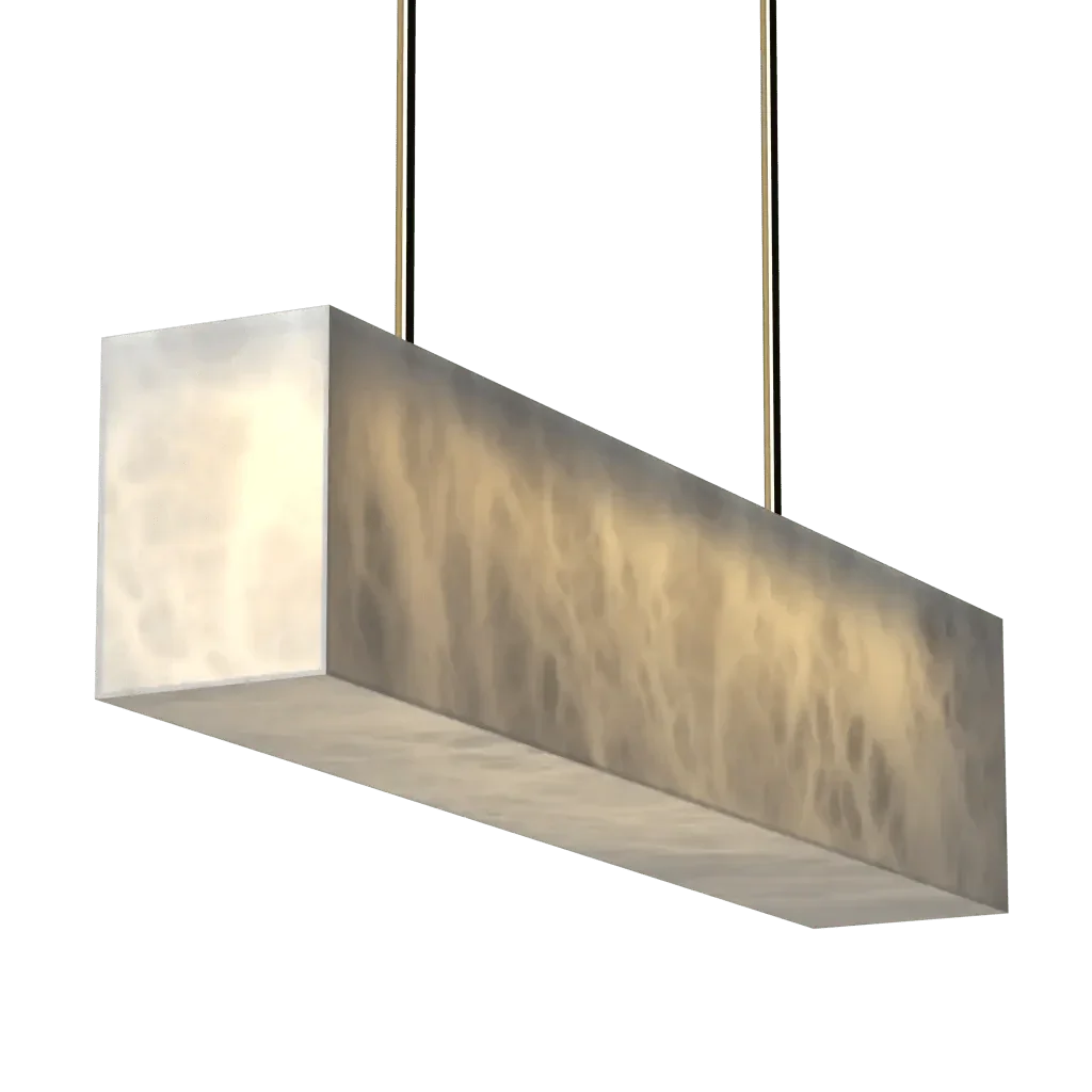 Aragon Pendant - polished brass finish, close-up of brass suspension rod fabrication