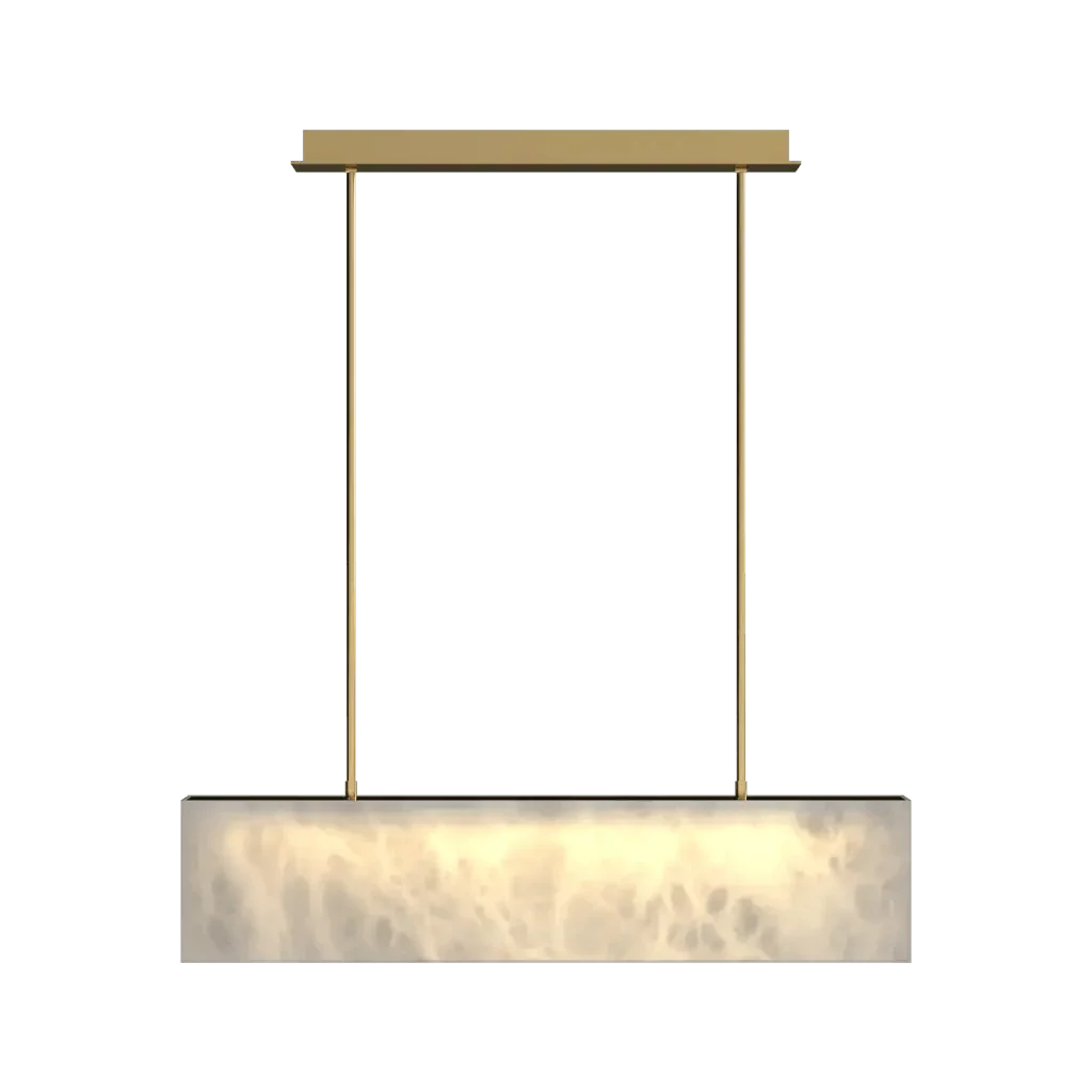 Aragon Pendant - polished brass finish, lifestyle view suspended in room