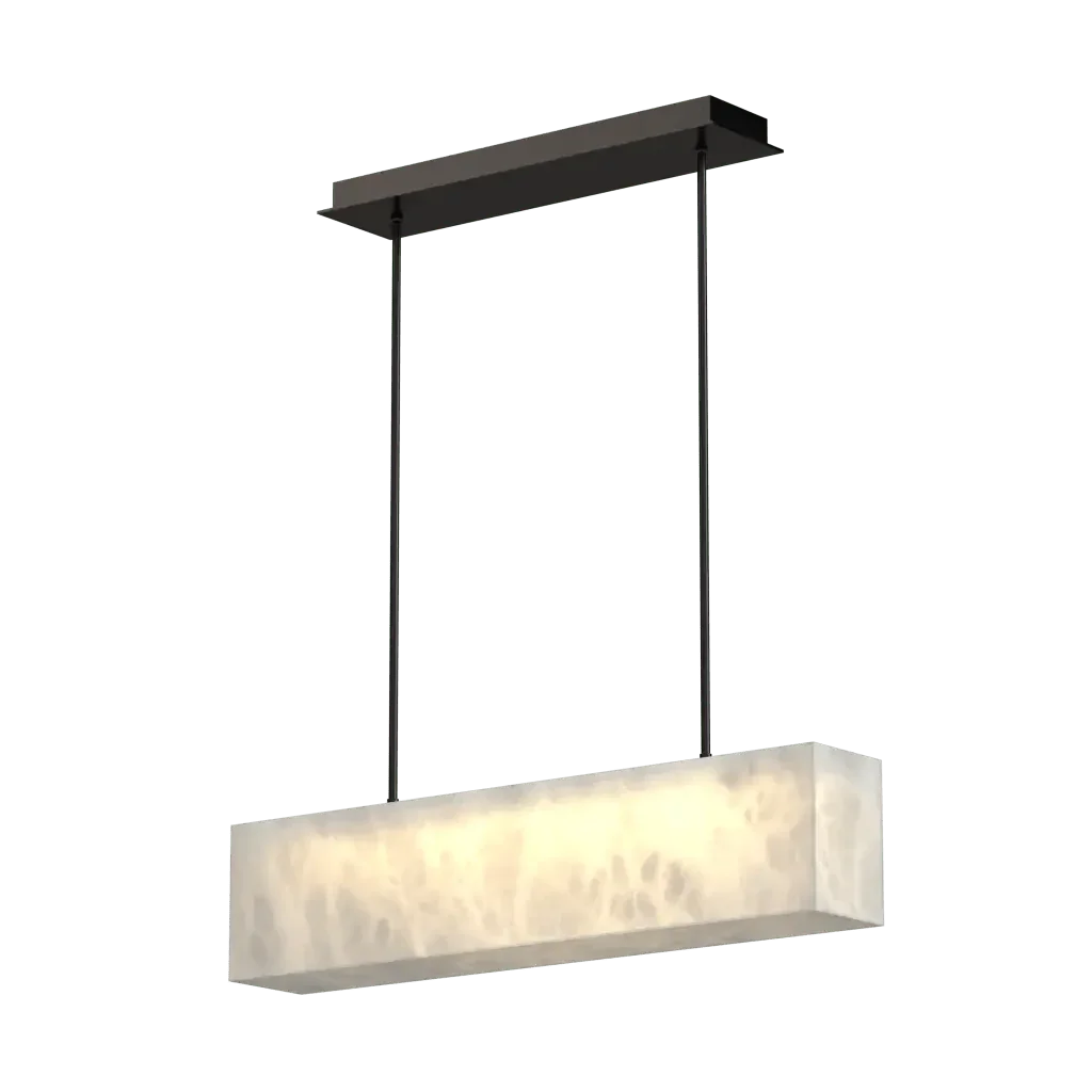 Aragon Pendant - polished brass finish, detail of thin mounting plate at ceiling