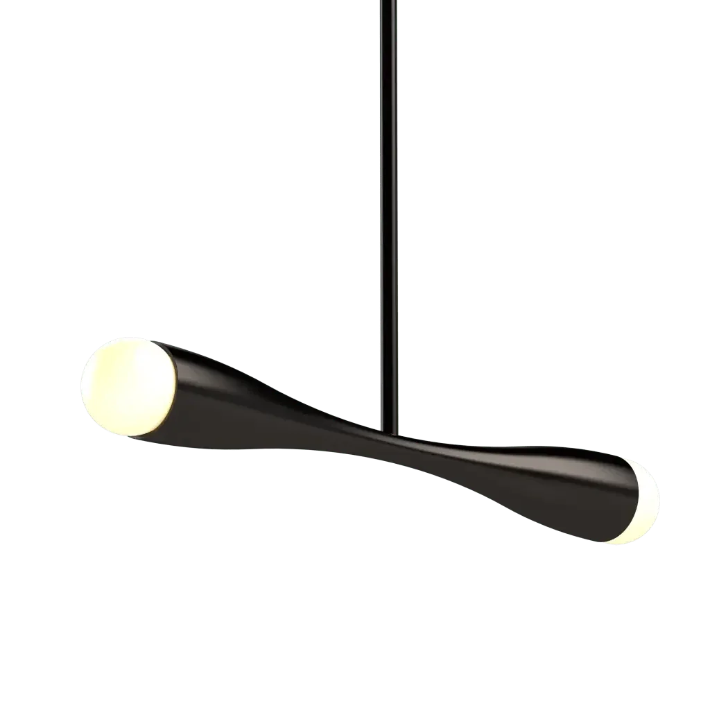 Arc Linear Pendant - polished brass finish, angled view showing arc profile