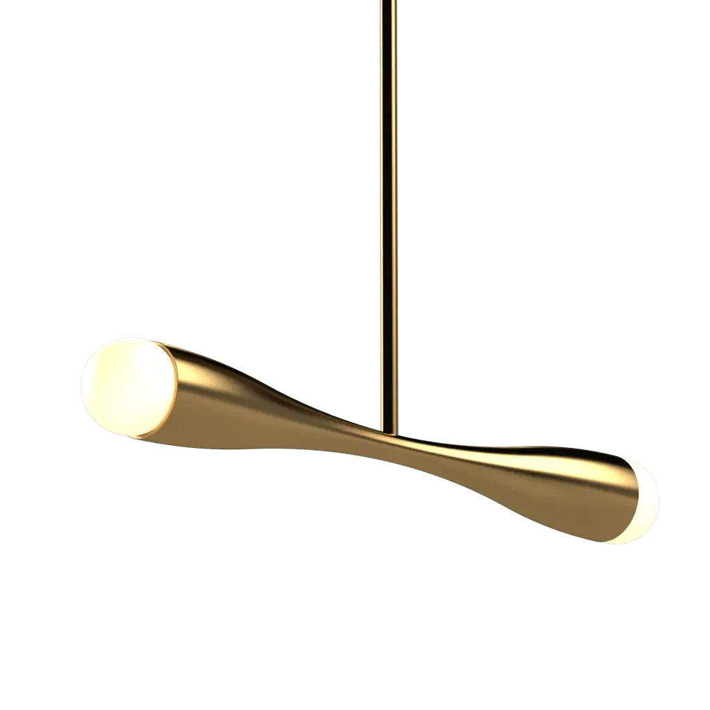 Arc Linear Pendant - polished brass finish, side profile view