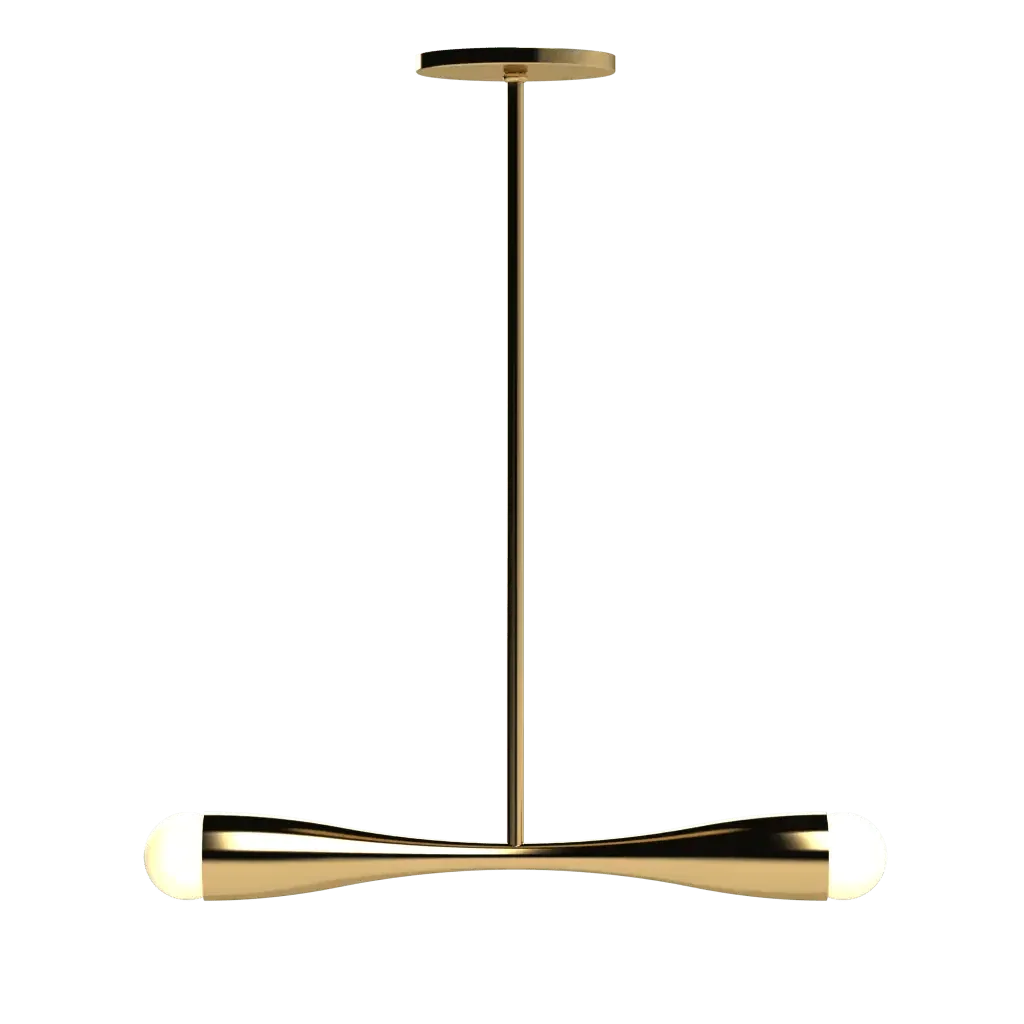 Arc Linear Pendant - polished brass finish, close-up of turned arc form