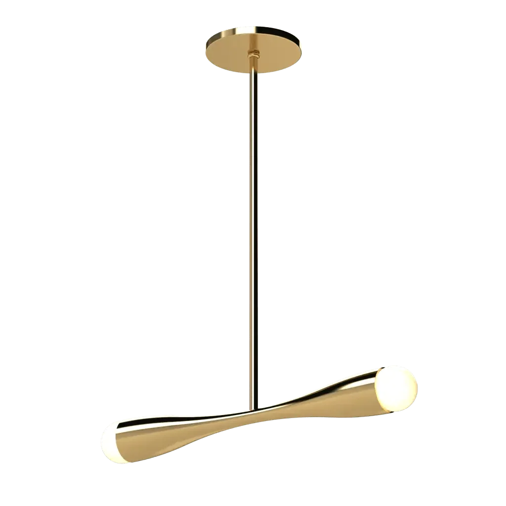 Arc Linear Pendant - polished brass finish, back view showing mounting plate