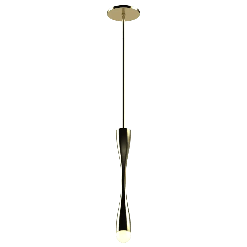 Arc Pendant - polished brass finish, angled view