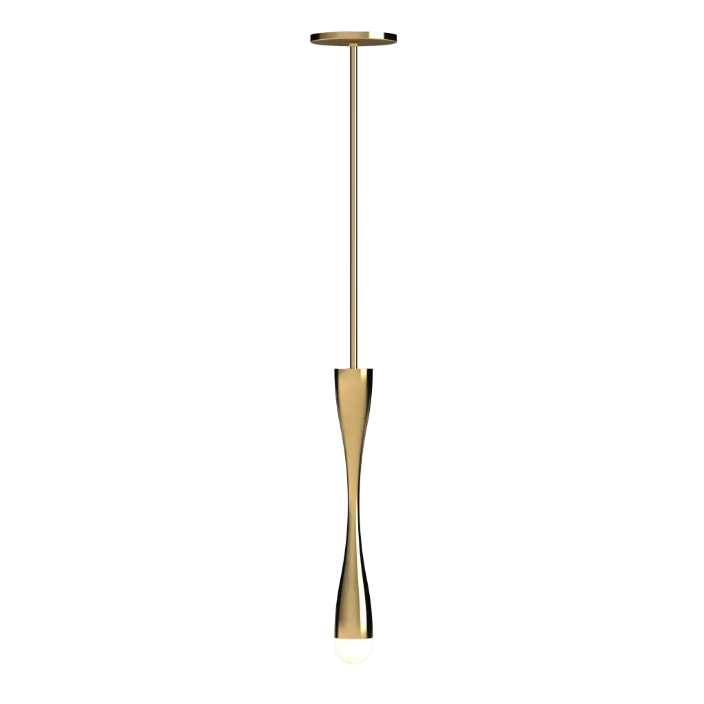 Arc Pendant - polished brass finish, front view showing curved arm shape