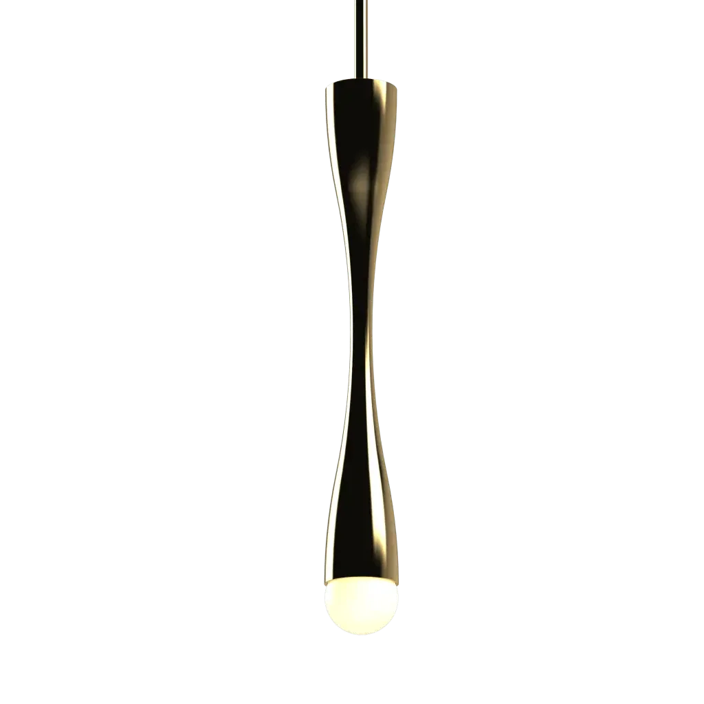 Arc Pendant - polished brass finish, back view showing round mounting plate