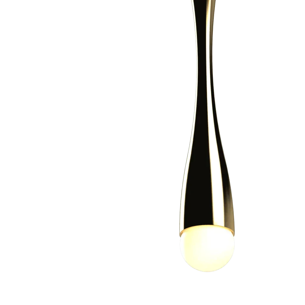 Arc Pendant - polished brass finish, lifestyle view mounted in room