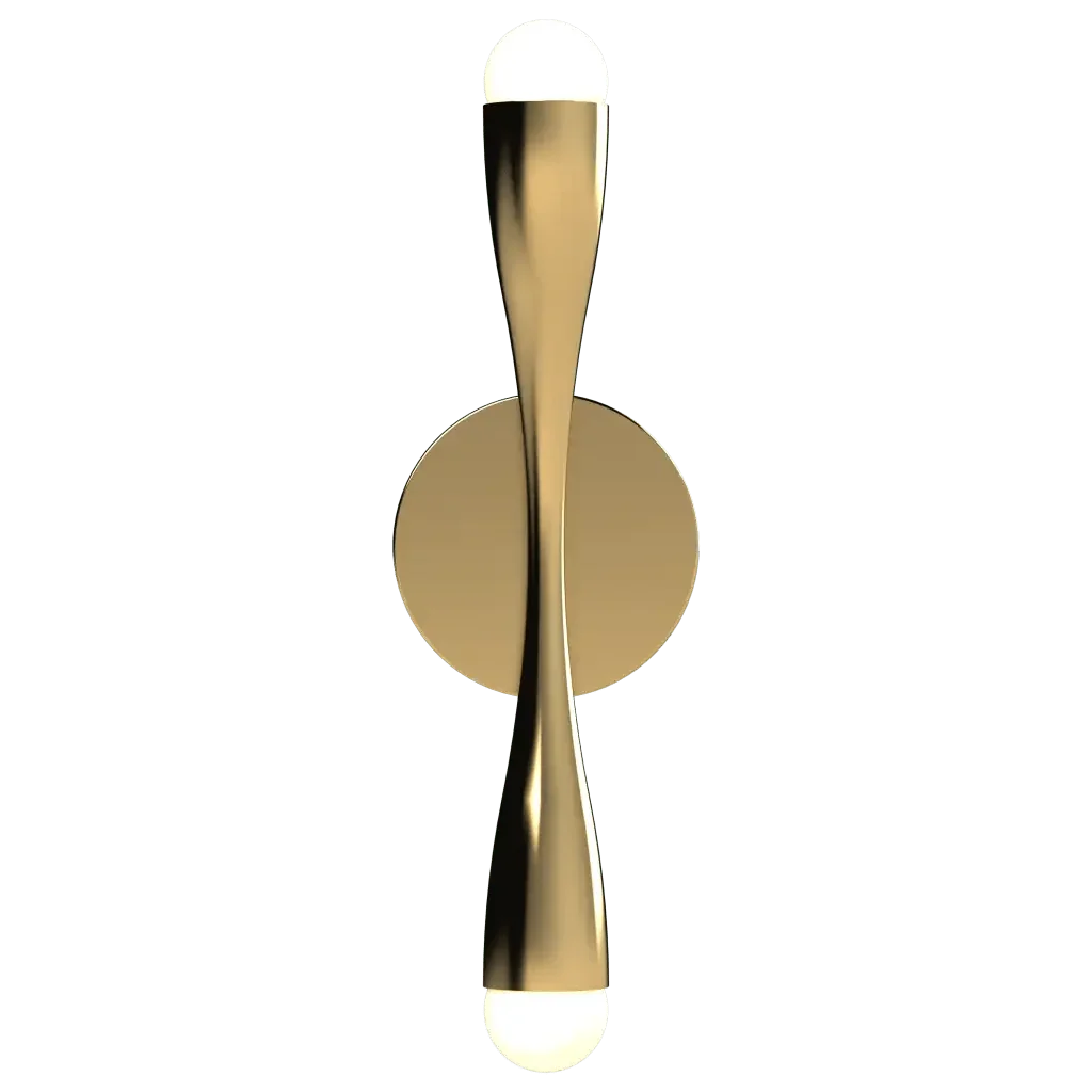 Arc Sconce - polished brass finish, side profile view showing curved arm extending from wall