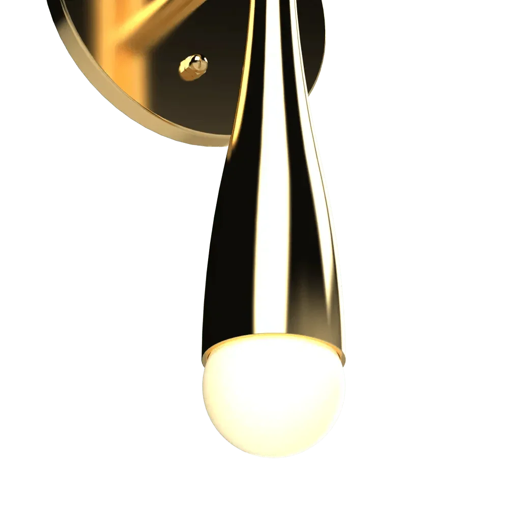 Arc Sconce - polished brass finish, three-quarter view showing curved arm shape