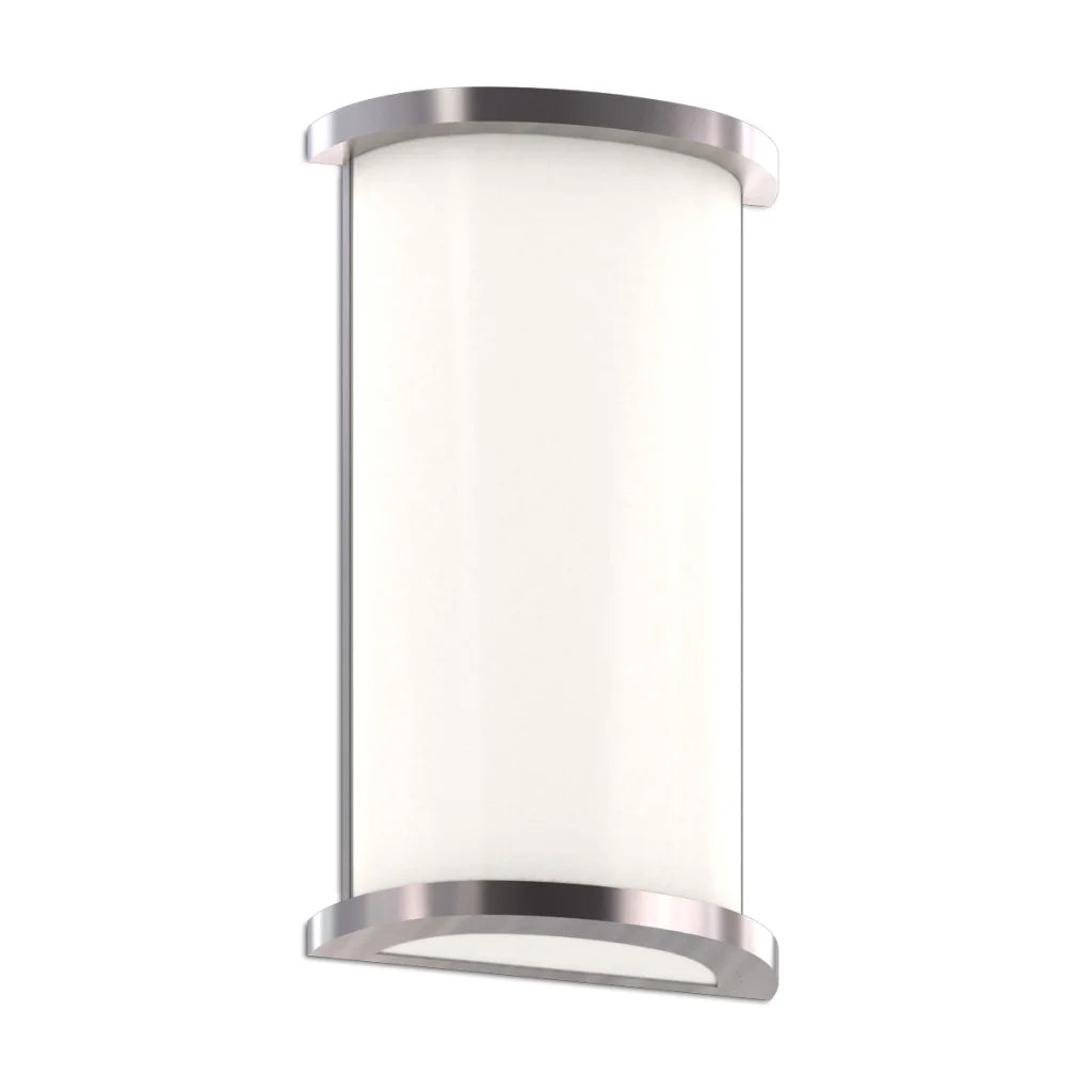 Brushed nickel and frosted glass wall sconce light fixture