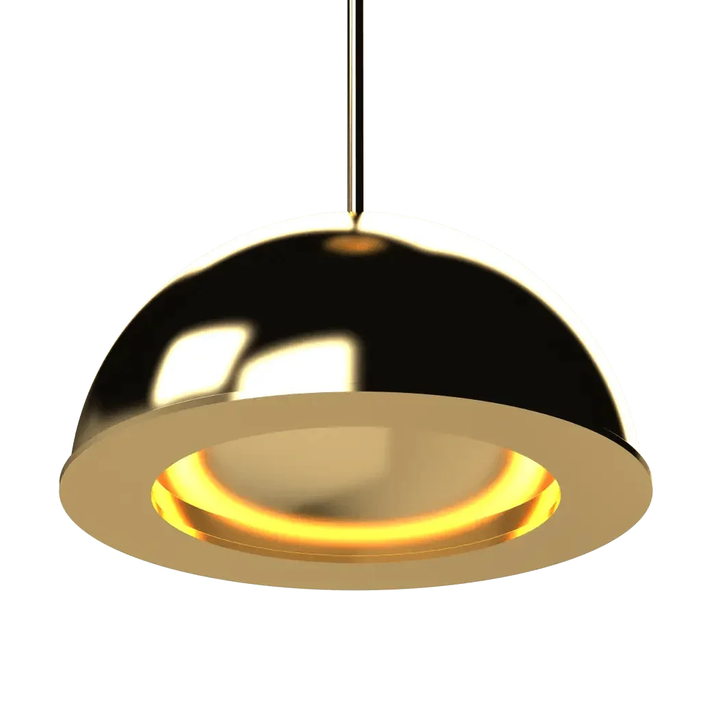 Aurora Pendant - polished brass finish, back view showing mounting hardware