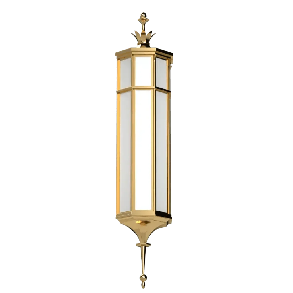 Avenida Flora Sconce - polished brass finish, close-up of brass fabrication and mitered joints