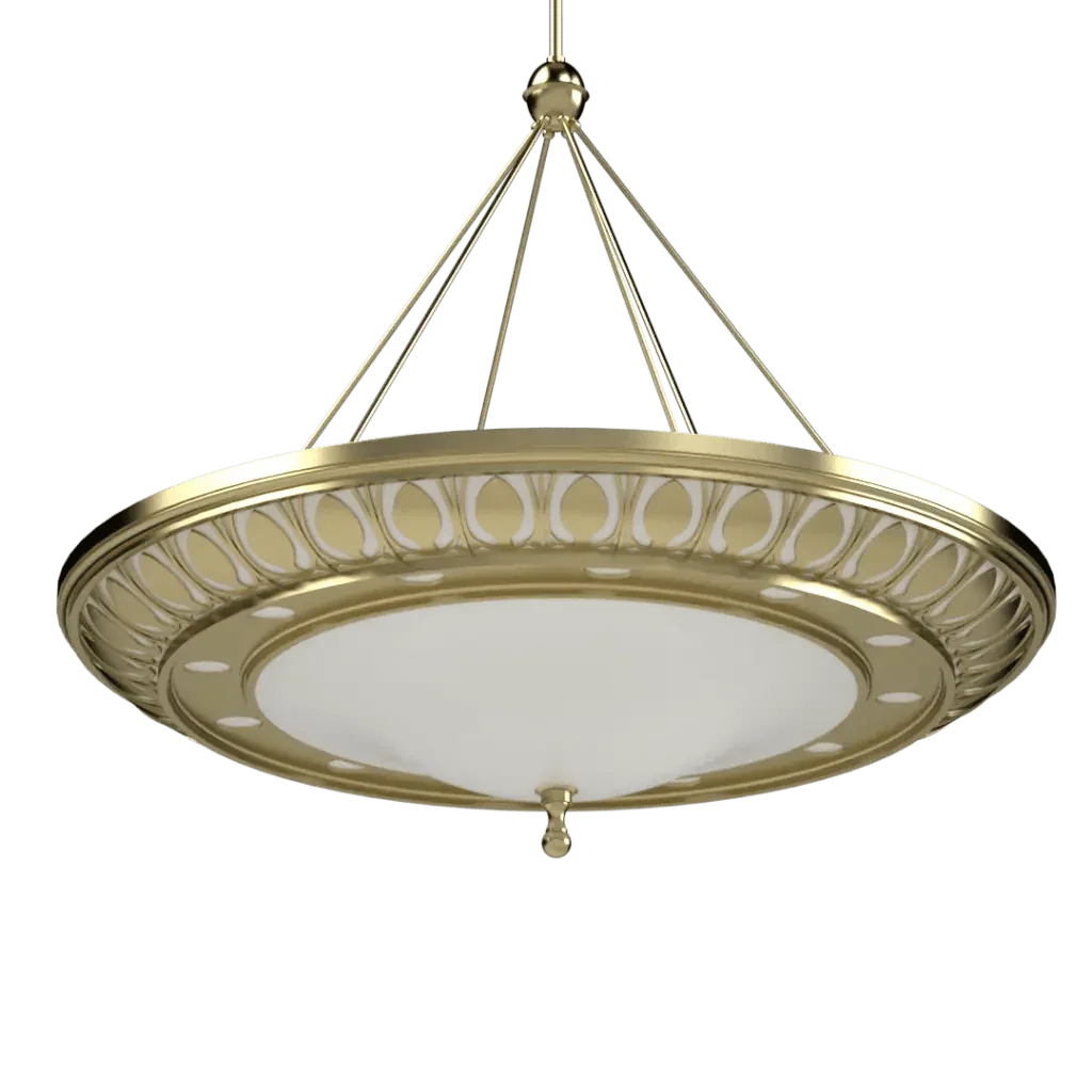 Avenida Grande Pendant - polished brass finish, three-quarter view showing concentric ring construction