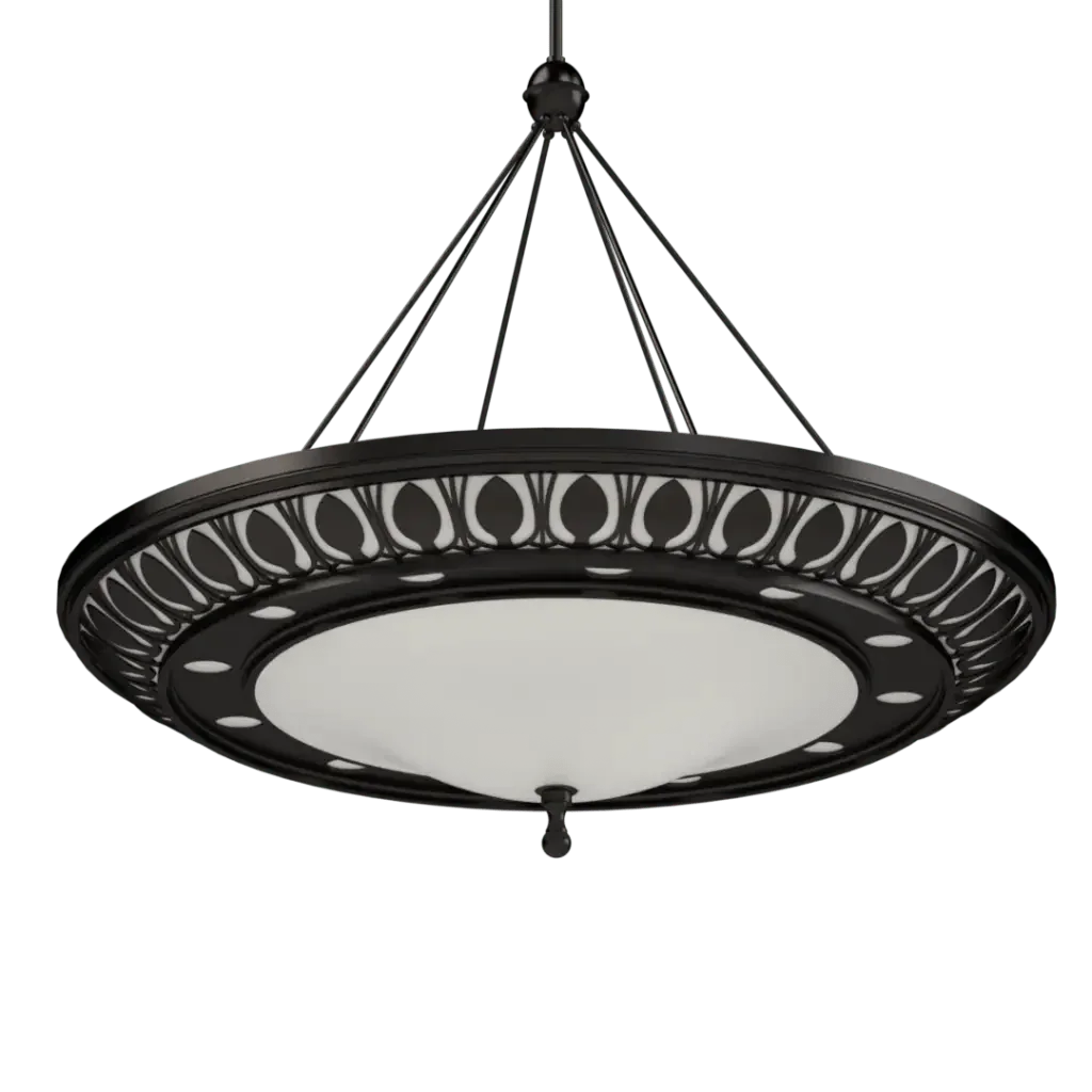 Avenida Grande Pendant - polished brass finish, detail of central white opal glass diffuser panel