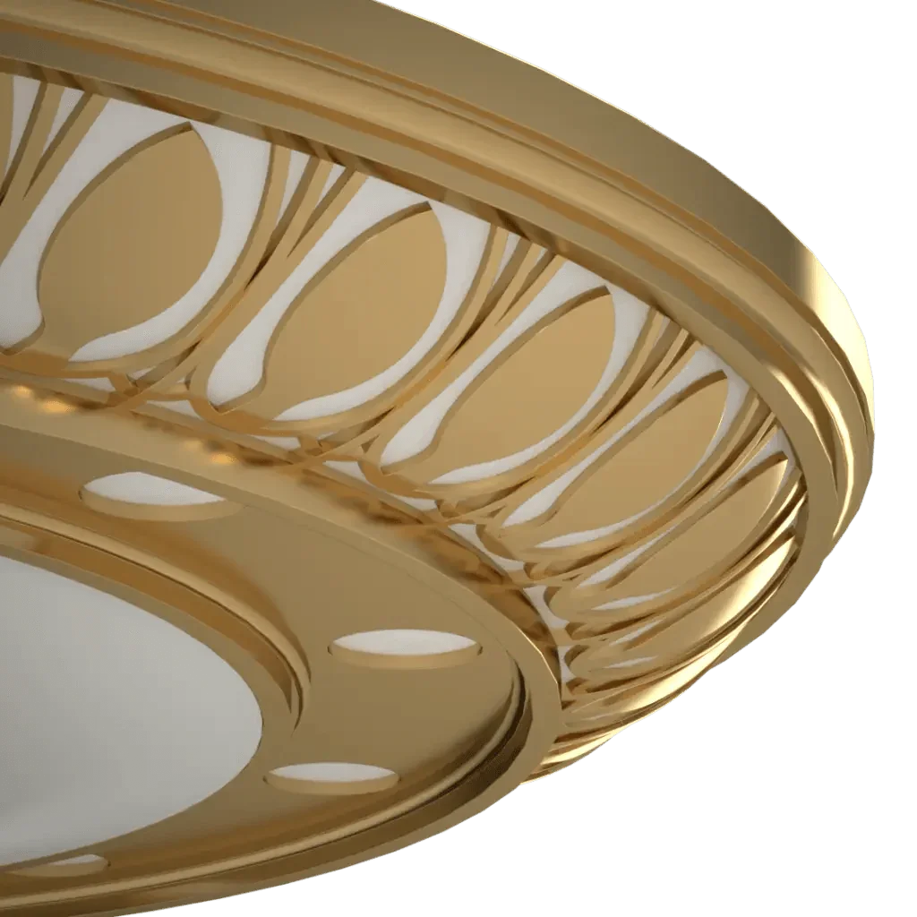 Avenida Grande Pendant - polished brass finish, lifestyle view suspended in room
