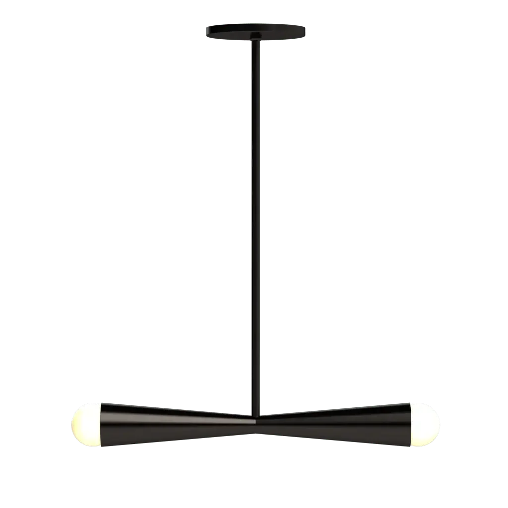 Axis Linear Pendant - polished brass finish, angled view showing twist in arm