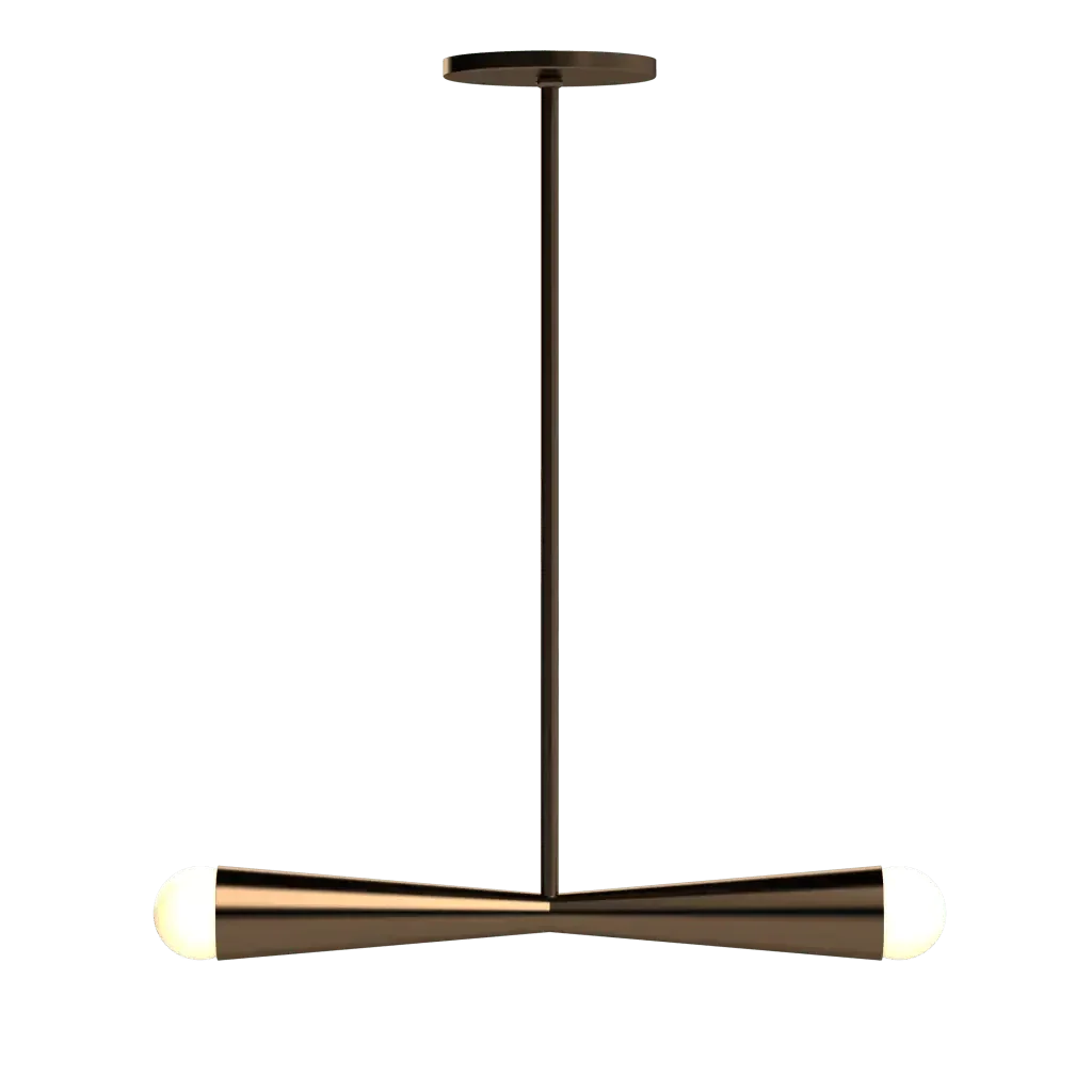 Axis Linear Pendant - polished brass finish, front view with light off