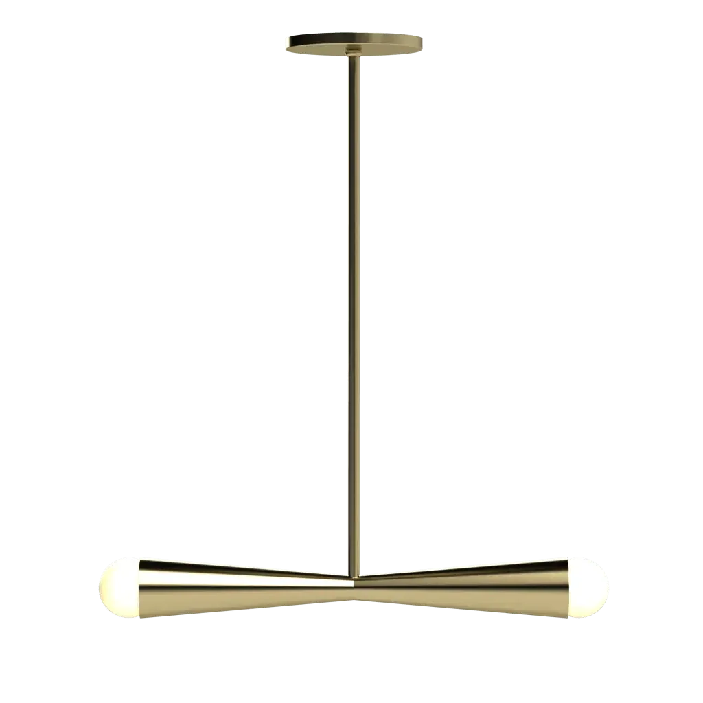 Axis Linear Pendant - polished brass finish, side profile view