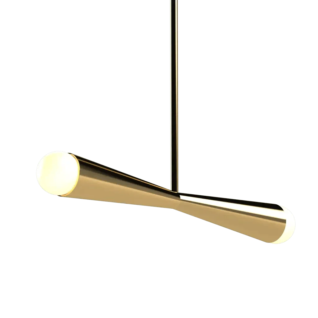 Axis Linear Pendant - polished brass finish, lifestyle view mounted in hallway