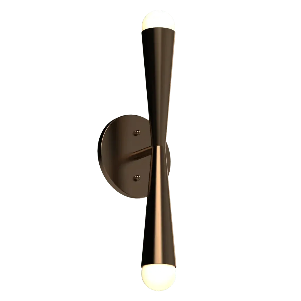 Axis Sconce - polished brass finish, side profile view showing twisted arm shape
