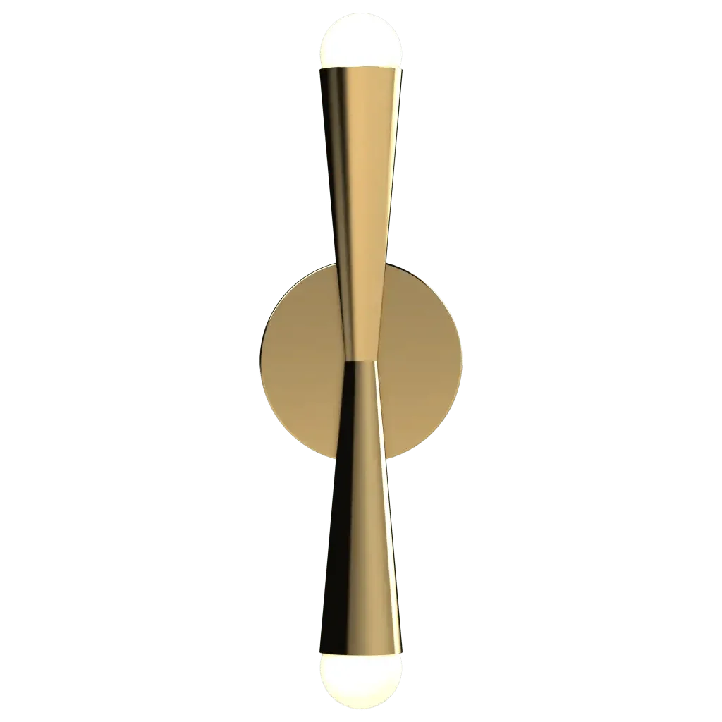 Axis Sconce - polished brass finish, front view showing circular backplate