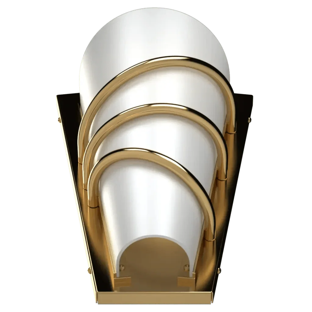 Three-tiered bound sconce decorative wall sconce in gold and white metal for elegant indoor lighting