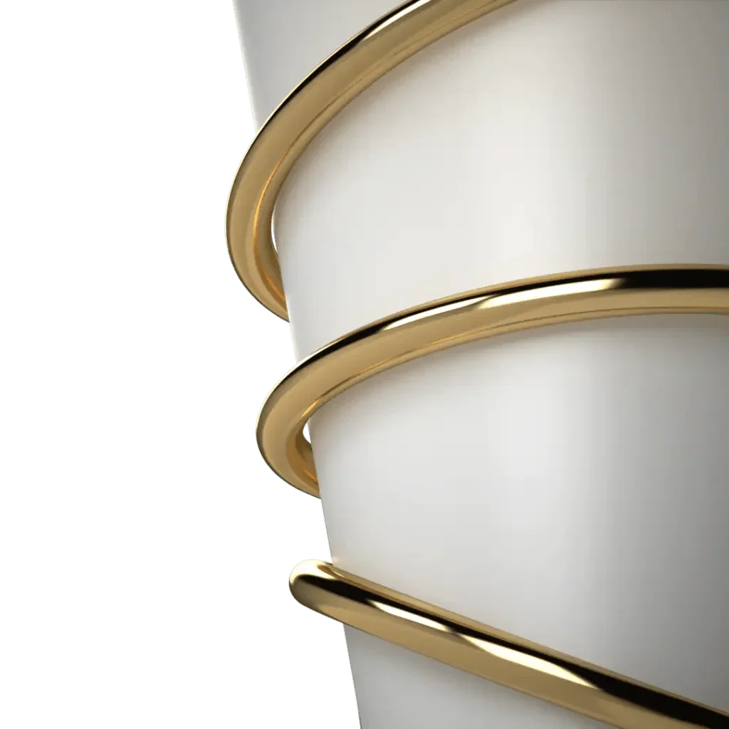 Bound sconce white cylindrical wall light with golden spiral bands decorative modern lighting fixture