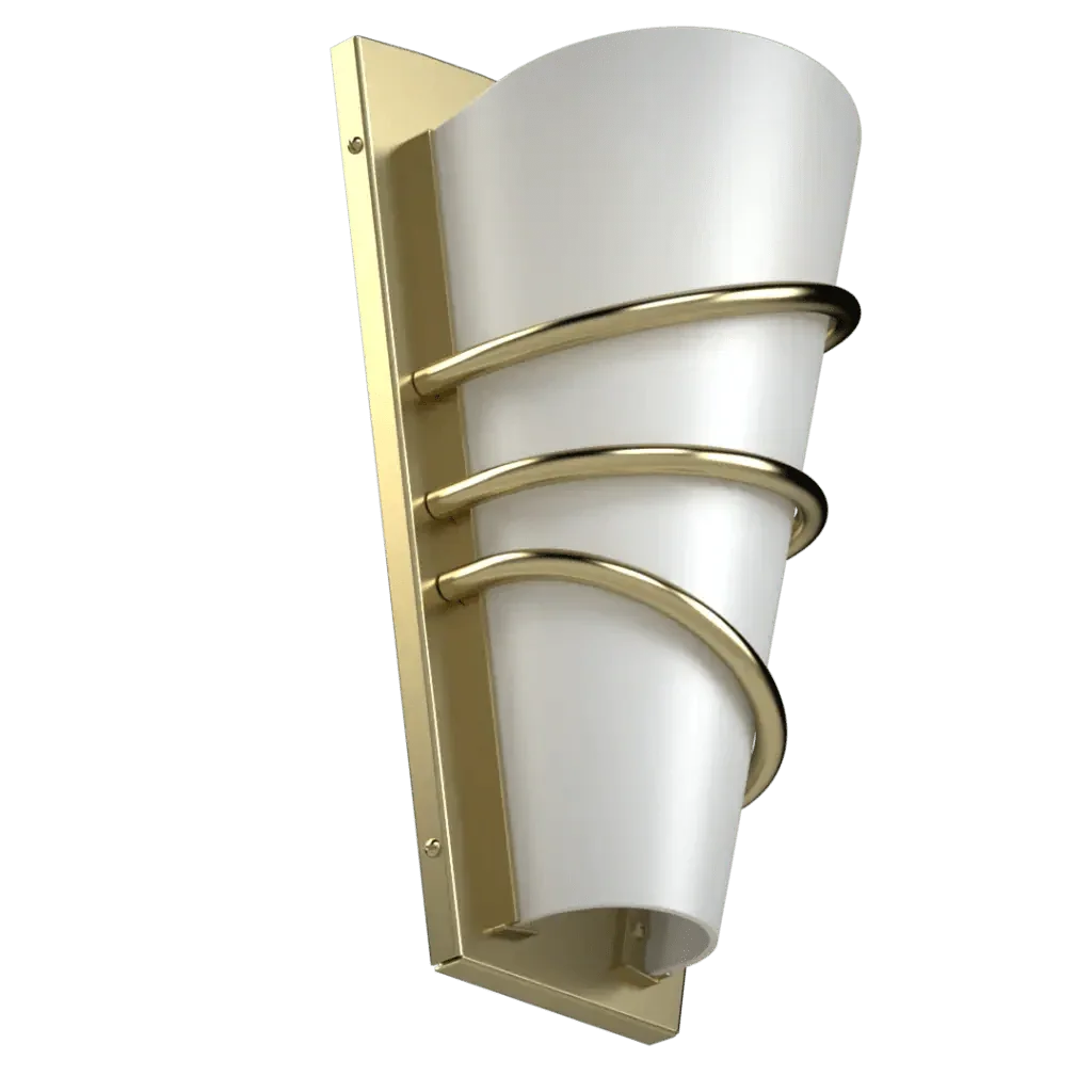 Bound sconce gold and white tapered wall sconce with three horizontal gold bands for elegant indoor lighting