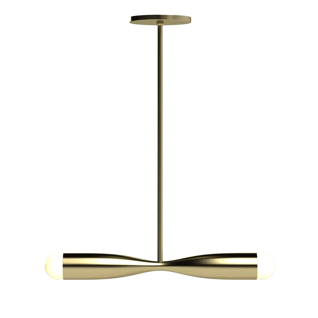 Bow Linear Pendant - polished brass finish, side profile view