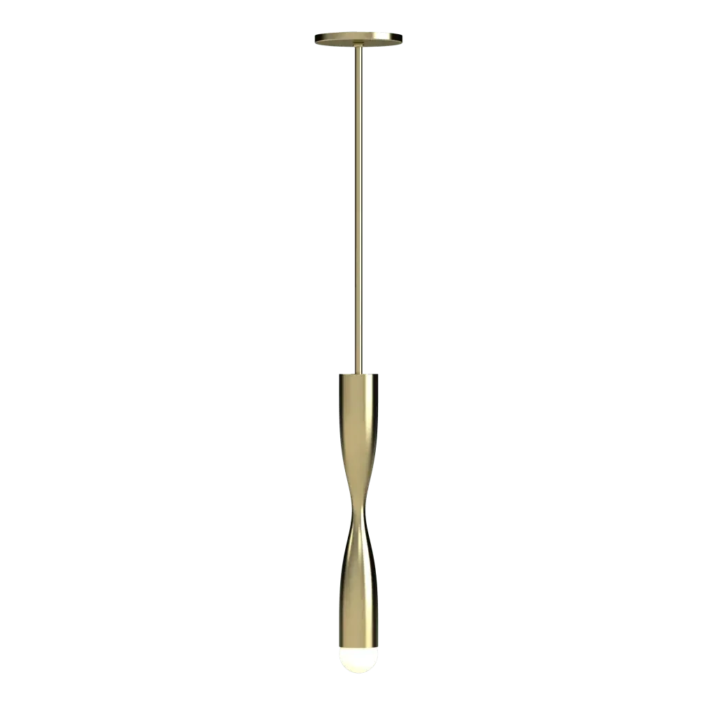 Bow Pendant - polished brass finish, side profile view