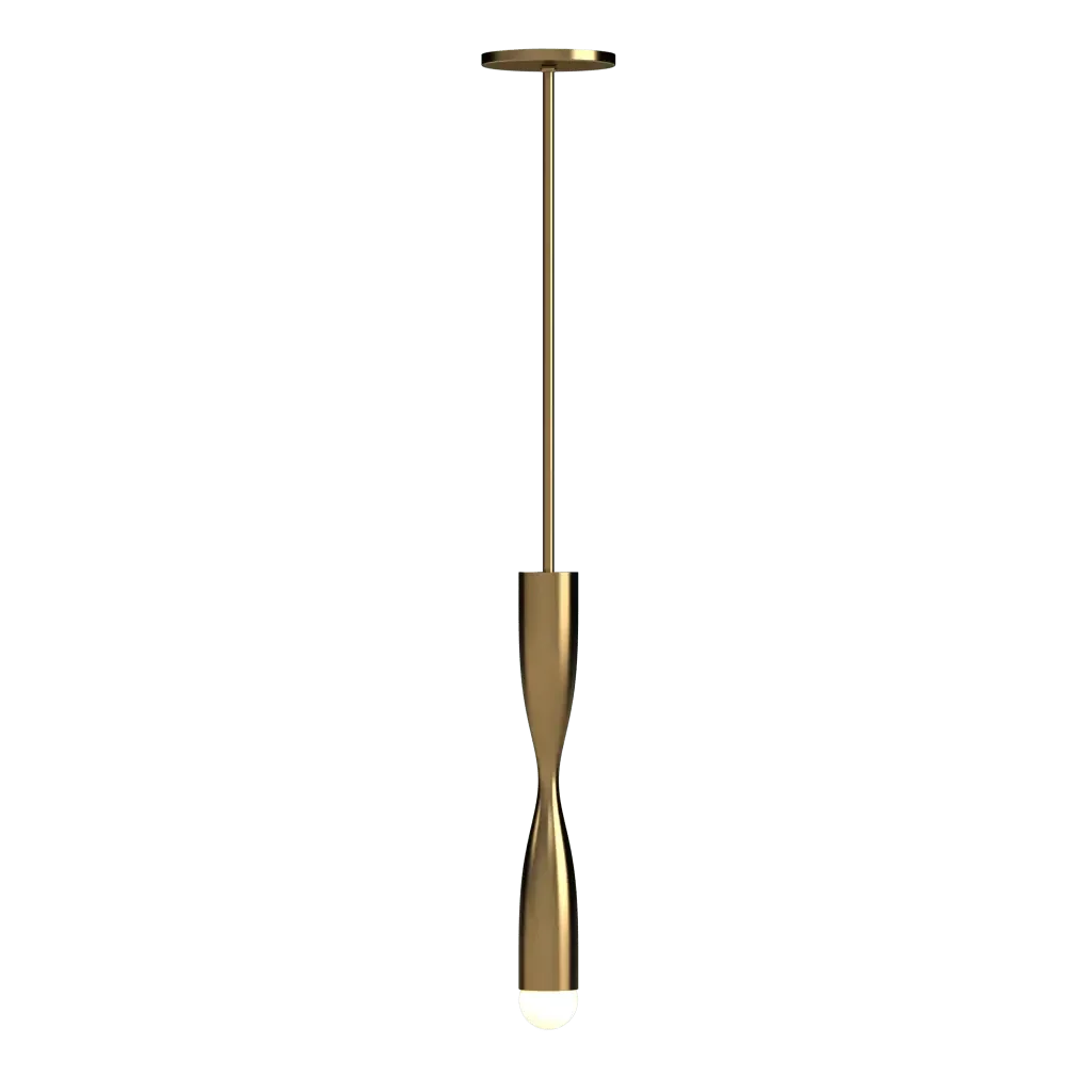 Bow Pendant - polished brass finish, angled view