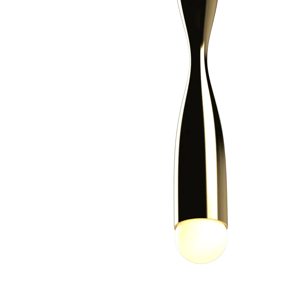 Bow Pendant - polished brass finish, lifestyle view
