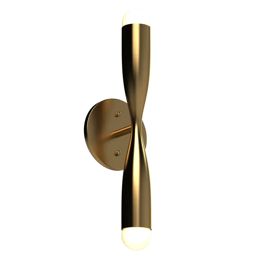 Bow Sconce - polished brass finish, angled view