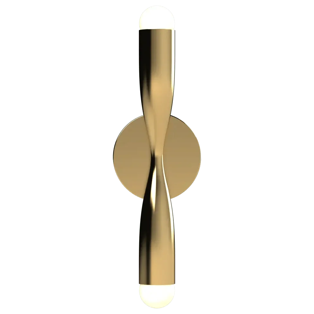 Bow Sconce - polished brass finish, back view showing round mounting plate