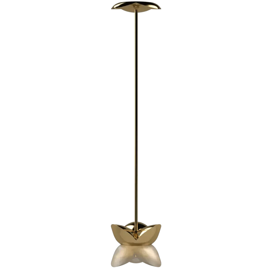 Bud Pendant - polished brass finish, lifestyle view suspended in room