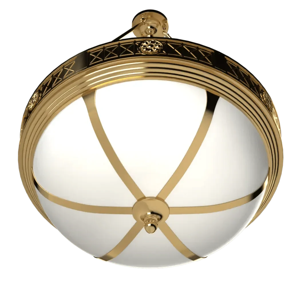 Buttonwood pendant round white ceiling light with polished gold frame and decorative accents for elegant lighting