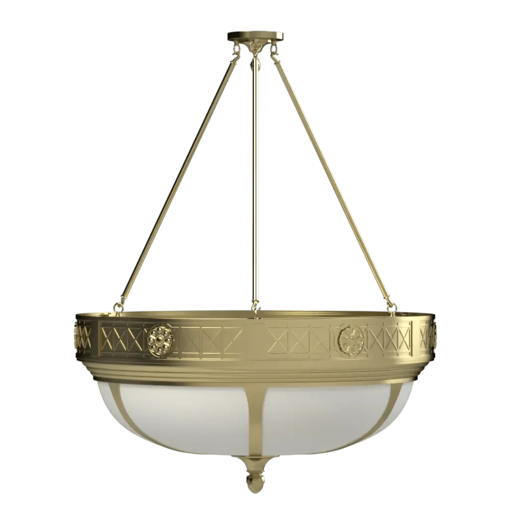 Buttonwood pendant light with gold and white art deco bowl design for elegant indoor lighting