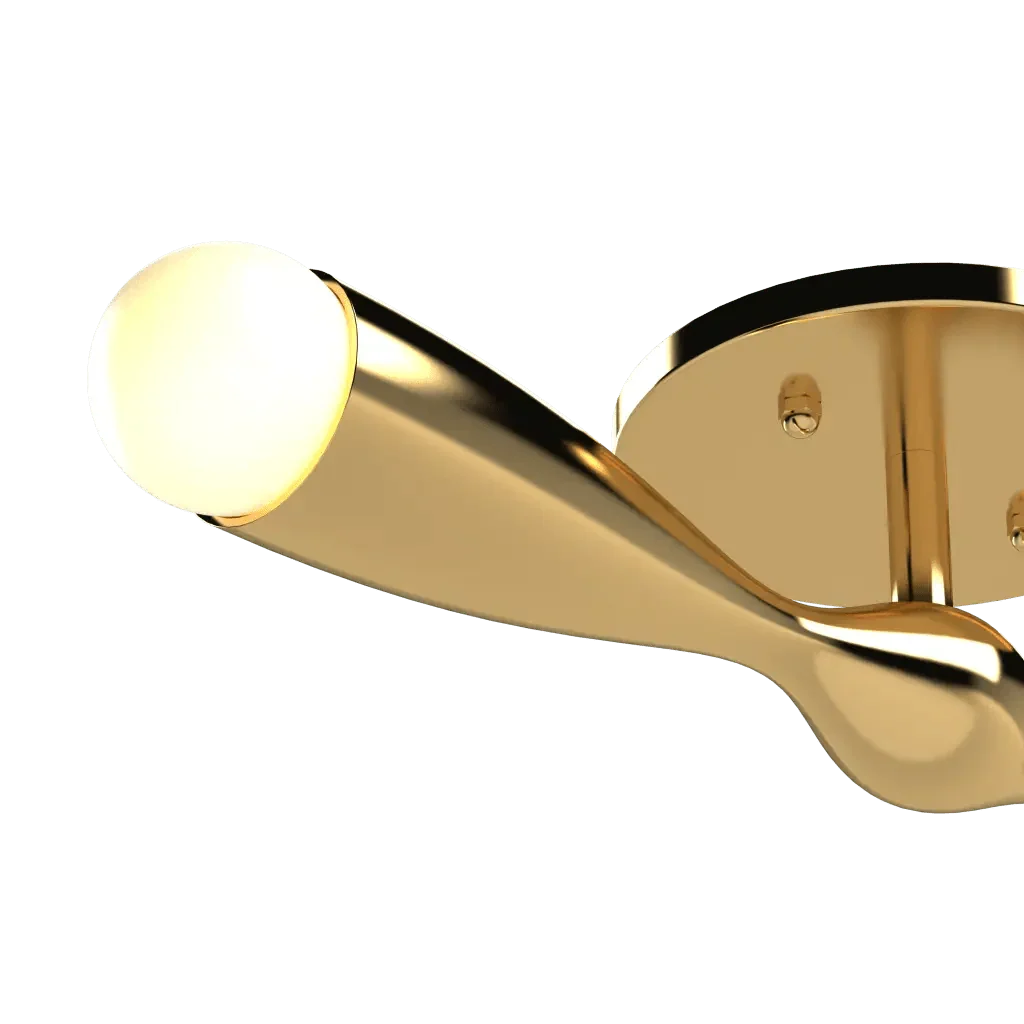 Camber flush mount polished gold wall light with spherical bulb showcasing elegant modern lighting design