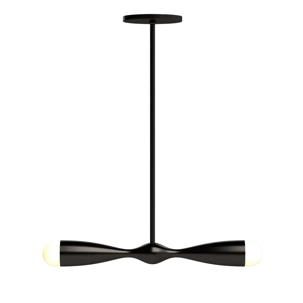 Camber Linear Pendant - polished brass finish, angled view showing cambered arm