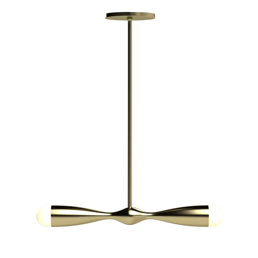 Camber Linear Pendant - polished brass finish, side profile view