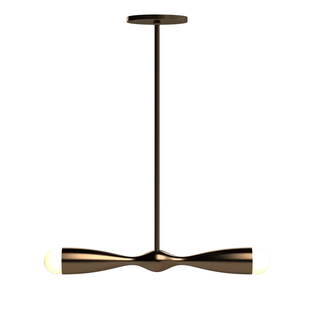 Camber Linear Pendant - polished brass finish, front view with light off